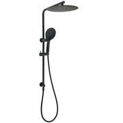 Matt Black Shower Set 12" Large Rain Head Handheld Sliding Rail Arm Round WELS V1233-C4902B22PHR003M4CBKSR112B
