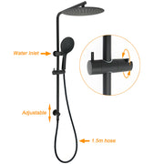 Matt Black Shower Set 12" Large Rain Head Handheld Sliding Rail Arm Round WELS V1233-C4902B22PHR003M4CBKSR112B