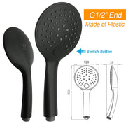 Matt Black Shower Set 12" Large Rain Head Handheld Sliding Rail Arm Round WELS V1233-C4902B22PHR003M4CBKSR112B