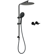 WELS Matt Black Shower Set 12" Large Rain Head Handheld Sliding Rail Arm Round Taps V1233-C4902B22PHR003M4CBKSR112BCPF0282ABK
