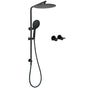 WELS Matt Black Shower Set 12" Large Rain Head Handheld Sliding Rail Arm Round Taps V1233-C4902B22PHR003M4CBKSR112BCPF0282ABK