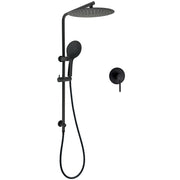 WELS Matt Black Shower Set 12" Large Rain Head Handheld Sliding Rail Arm Round Mixer V1233-C4902B22PHR003M4CBKSR112BKRD201B