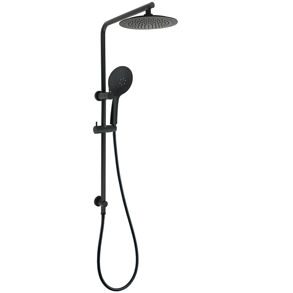 Matt Black Round 9" Rainfall Head Handheld Sliding Rail Wall Arm Dual Shower Set V1233-C4902B22PHR003M4CBSR0901B