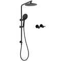 Matt Black Round 9" Rainfall Head Handheld Sliding Rail Wall Arm Dual Shower Taps Set V1233-C4902B22PHR003M4CBSR0901BCPF0282ABK