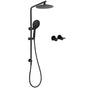 Matt Black Round 9" Rainfall Head Handheld Sliding Rail Wall Arm Dual Shower Taps Set V1233-C4902B22PHR003M4CBSR0901BCPF0282ABK