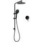 Matt Black Round 9" Rainfall Head Handheld Sliding Rail Wall Arm Dual Shower Mixer Set V1233-C4902B22PHR003M4CBSR0901BKRD201B
