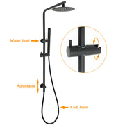 Matt Black Round 8" Rain Shower Head 3 Mode Handheld 2 in 1 Wall Arm Taps Set V1233-C4902B22PHT006CBKSR108BCPF0282ABK