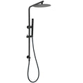 Matt Black Round 250mm Rain Shower Head Brass Handheld Slide Rail Riser Arm Set V1233-C4902B22PHT006CBKSR110B