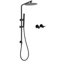 Matt Black Round 10" Rain Shower Head Brass Handheld Slide Rail Riser Arm Twin Taps Set V1233-C4902B22PHT006CBKSR110BCPF0282ABK