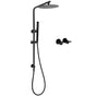 Matt Black Round 10" Rain Shower Head Brass Handheld Slide Rail Riser Arm Twin Taps Set V1233-C4902B22PHT006CBKSR110BCPF0282ABK