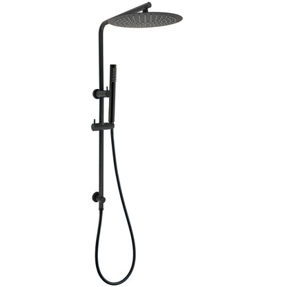 Round 300mm Rain Shower Head Brass Handheld Riser Rail Set Diverter Matt Black V1233-C4902B22PHT006CBKSR112B