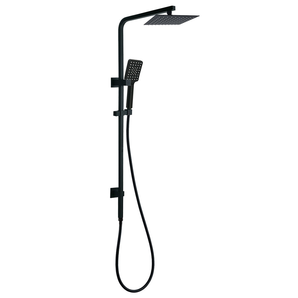 WELS Matt Black 8" Rainfall Shower Head 3 Modes Handheld Wall Rail Arm 2in1 Set V1233-C6202BHS002M4CBKSS108B