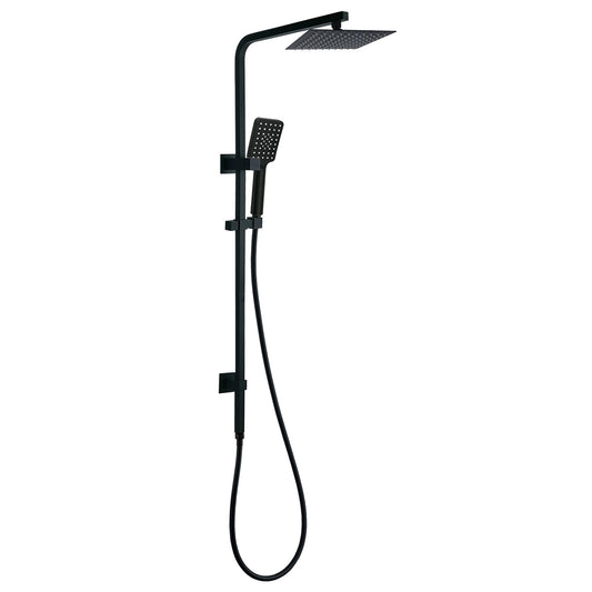 WELS Matt Black 8" Rainfall Shower Head 3 Modes Handheld Wall Rail Arm 2in1 Set V1233-C6202BHS002M4CBKSS108B