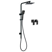 WELS Matt Black 8" Rainfall Shower Head 3 Modes Handheld Wall Rail Arm 2in1 Taps Set V1233-C6202BHS002M4CBKSS108BCPF0272BK