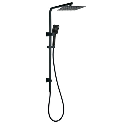 Matt Black Twin Shower Set Square 10" Rain Head 3 Modes Handheld Wall Arm Rail V1233-C6202BHS002M4CBKSS110B