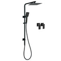 Matt Black Twin Shower Set Square 10" Rain Head 3 Modes Handheld Wall Arm Rail + Taps V1233-C6202BHS002M4CBKSS110BCPF0272BK