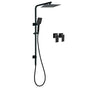 Matt Black Twin Shower Set Square 10" Rain Head 3 Modes Handheld Wall Arm Rail + Taps V1233-C6202BHS002M4CBKSS110BCPF0272BK