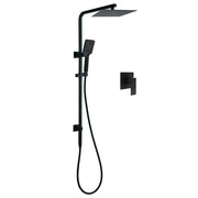 Matt Black Twin Shower Set Square 10" Rain Head 3 Modes Handheld Wall Arm Rail + Mixer V1233-C6202BHS002M4CBKSS110BKSQ201B