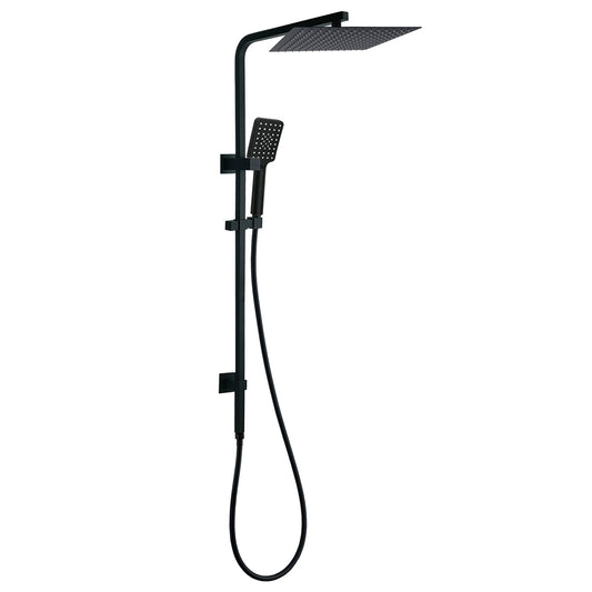 Dual Shower Square Large 12" Rainfall Head 3 Modes Handheld Wall Rail Matt Black V1233-C6202BHS002M4CBKSS112B
