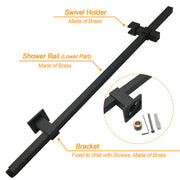 Dual Shower Square Large 12" Rainfall Head 3 Modes Handheld Wall Rail Matt Black V1233-C6202BHS002M4CBKSS112B