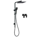 Dual Shower Square Large 12" Rainfall Head 3 Modes Handheld Wall Rail Twin Taps Matt Black V1233-C6202BHS002M4CBKSS112BCPF0272BK
