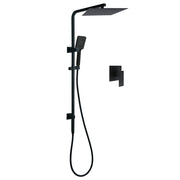Dual Shower Square Large 12" Rainfall Head 3 Modes Handheld Wall Rail Mixer Matt Black V1233-C6202BHS002M4CBKSS112BKSQ201B
