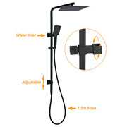 Dual Shower Square Large 12" Rainfall Head 3 Modes Handheld Wall Rail Mixer Matt Black V1233-C6202BHS002M4CBKSS112BKSQ201B