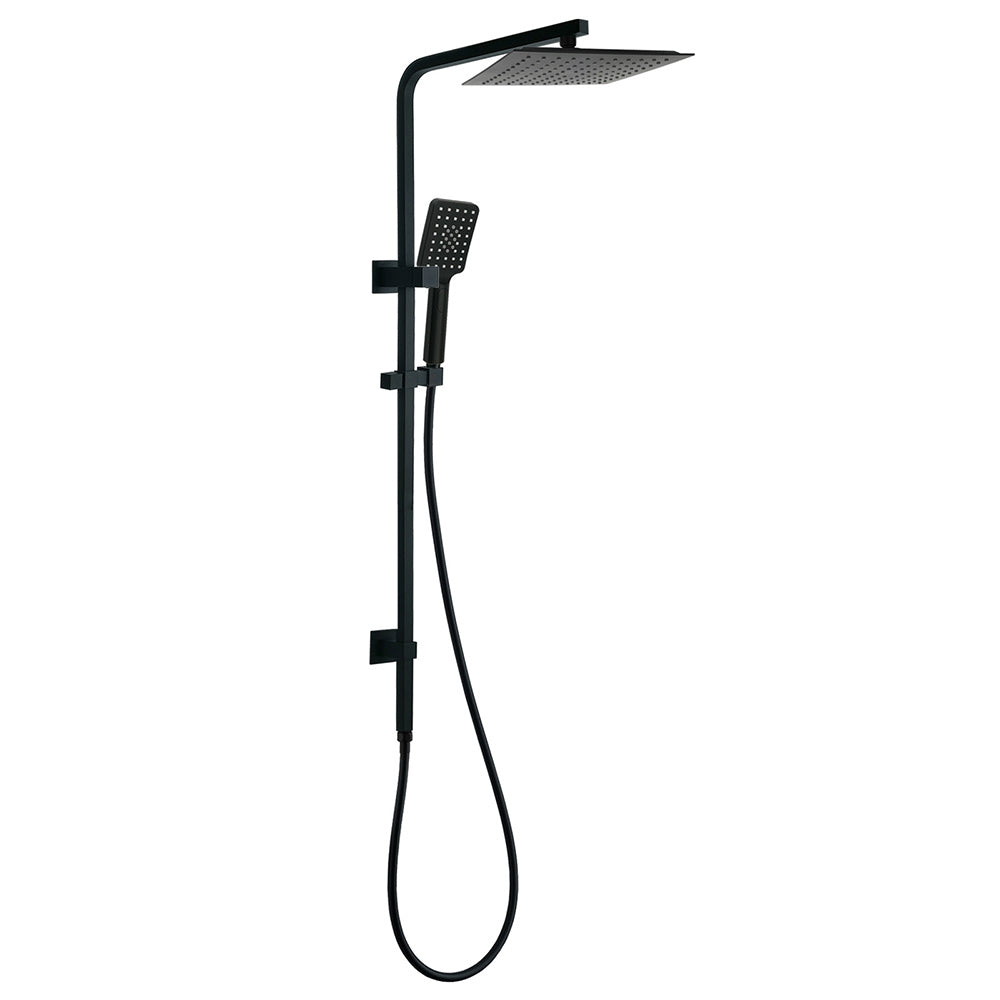 Matt Black Dual Shower Square 10" Rain Head 3 Modes Handheld Silde Rail Arm Set V1233-C6202BHS002M4CBSS1001B