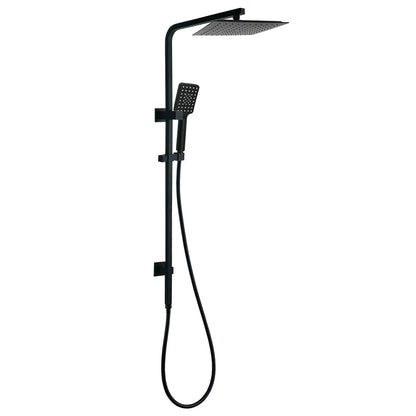 Matt Black Dual Shower Square 10" Rain Head 3 Modes Handheld Silde Rail Arm Set V1233-C6202BHS002M4CBSS1001B