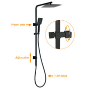 Matt Black Dual Shower Square 10" Rain Head 3 Modes Handheld Silde Rail Arm Set V1233-C6202BHS002M4CBSS1001B