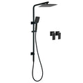Matt Black Dual Shower Square 10" Rain Head 3 Modes Handheld Brass Silde Rail Twin Taps V1233-C6202BHS002M4CBSS1001BCPF0272BK