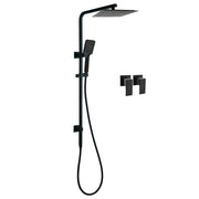 Matt Black Dual Shower Square 10" Rain Head 3 Modes Handheld Brass Silde Rail Twin Taps V1233-C6202BHS002M4CBSS1001BCPF0272BK