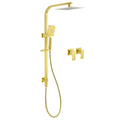 Brushed Gold 2in1 Set 8" Square Rain Shower Head 3 Modes Handheld Silde Rail Arm Twin Taps V1233-C7121GHS002M4CGKSS108GCPF0272AG