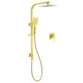 WELS Brushed Gold 2in1 Set 8" Square Rain Shower Head 3 Modes Handheld Silde Rail Arm + Mixer V1233-C7121GHS002M4CGKSS108GKSQ201G