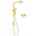 WELS Brushed Gold Square Shower 10" Thin Rain Head Handheld Silde Rail Arm 2in1 Taps Set V1233-C7121GHS002M4CGKSS110GCPF0272AG