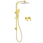 WELS Brushed Gold Square Shower 10" Thin Rain Head Handheld Silde Rail Arm 2in1 Taps Set V1233-C7121GHS002M4CGKSS110GCPF0272AG