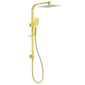 WELS Brushed Gold Square Shower 12" Large Rain Head Handheld Silde Rail Arm 2in1 Set V1233-C7121GHS002M4CGKSS112G