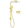 WELS Brushed Gold Square Shower 12" Large Rain Head 3 Modes Handheld Silde Rail Arm 2in1 Taps Set V1233-C7121GHS002M4CGKSS112GCPF0272AG