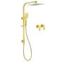 WELS Brushed Gold Square Shower 12" Large Rain Head 3 Modes Handheld Silde Rail Arm 2in1 Taps Set V1233-C7121GHS002M4CGKSS112GCPF0272AG