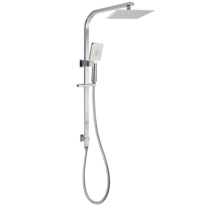 Brushed Nickel Square Twin Shower Set 8" Rain Head 3 Modes Handheld Silding Rail Arm V1233-C7121NHS002M4CNKSS108N