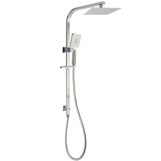 Brushed Nickel Square Twin Shower Set 8" Rain Head 3 Modes Handheld Silding Rail Arm V1233-C7121NHS002M4CNKSS108N