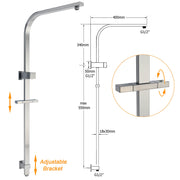 Brushed Nickel Square Twin Shower Set 8" Rain Head 3 Modes Handheld Silding Rail Arm V1233-C7121NHS002M4CNKSS108N