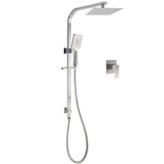 Brushed Nickel Square Twin Shower Set 8" Rain Head 3 Modes Handheld Silding Rail Mixer V1233-C7121NHS002M4CNKSS108NKSQ201N