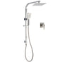 Brushed Nickel Square Twin Shower Set 8" Rain Head 3 Modes Handheld Silding Rail Mixer V1233-C7121NHS002M4CNKSS108NKSQ201N