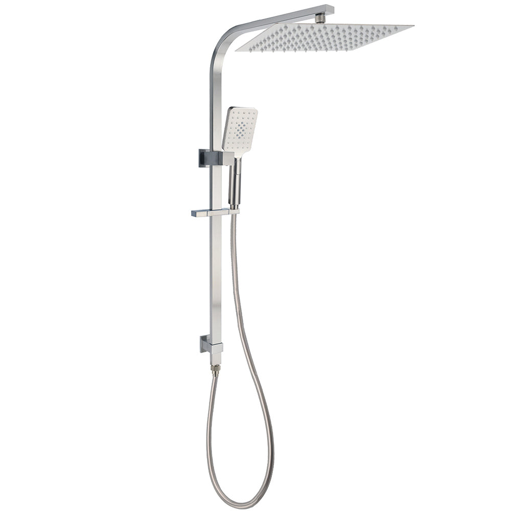 Brushed Nickel Square 2in1 Shower Set Large 12" Rain Head 3 Modes Handheld Silding Rail Arm V1233-C7121NHS002M4CNKSS112N