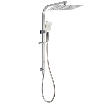 Brushed Nickel Square 2in1 Shower Set Large 12" Rain Head 3 Modes Handheld Silding Rail Arm V1233-C7121NHS002M4CNKSS112N