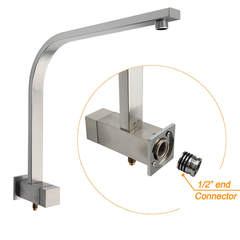 Brushed Nickel Square 2in1 Shower Set Large 12" Rain Head 3 Modes Handheld Silding Rail Arm V1233-C7121NHS002M4CNKSS112N