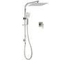 Brushed Nickel Square Twin Shower Set 12" Rain Head 3 Modes Handheld Silding Rail Wall Mixer V1233-C7121NHS002M4CNKSS112NKSQ201N