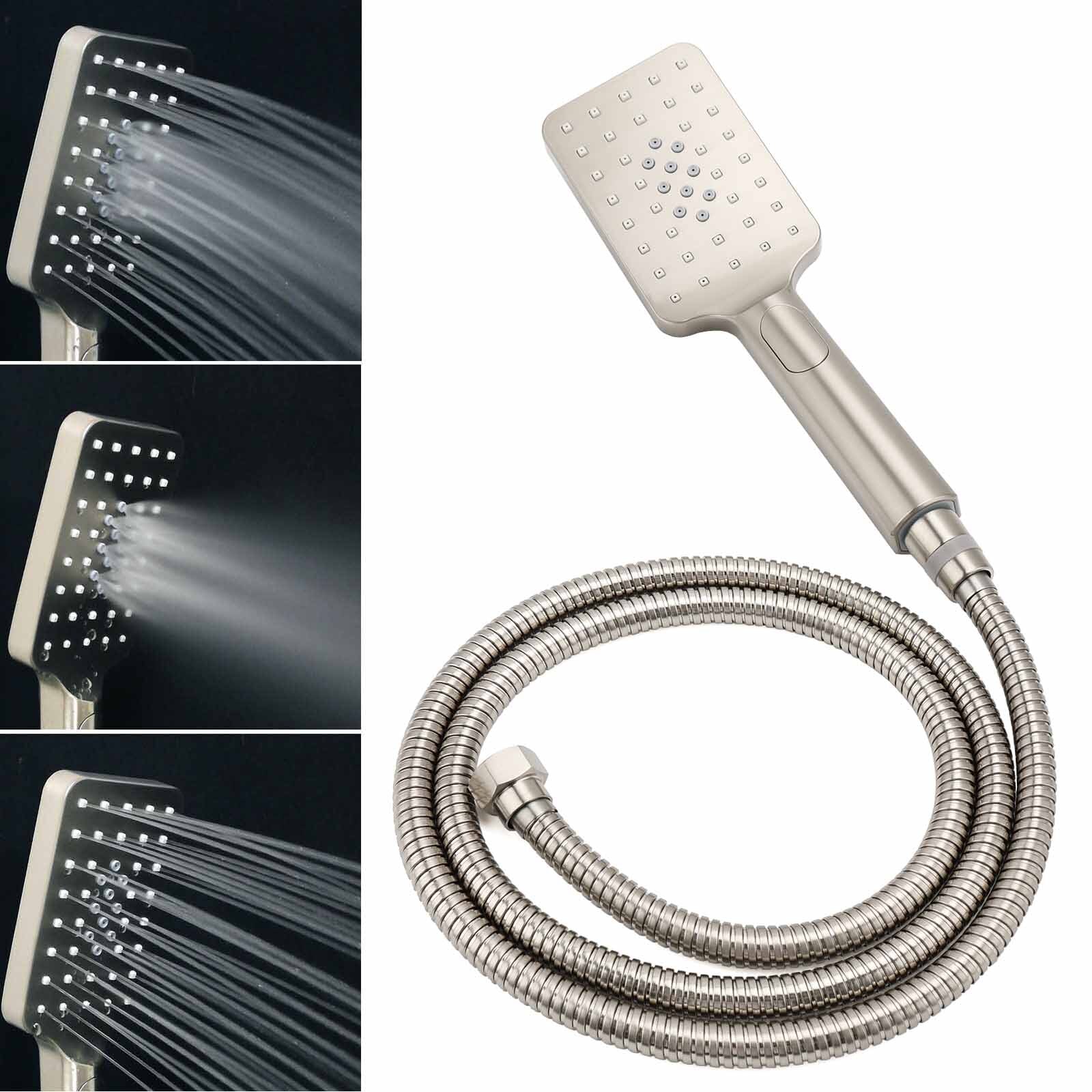 Brushed Nickel Square Twin Shower Set 12" Rain Head 3 Modes Handheld Silding Rail Wall Mixer V1233-C7121NHS002M4CNKSS112NKSQ201N