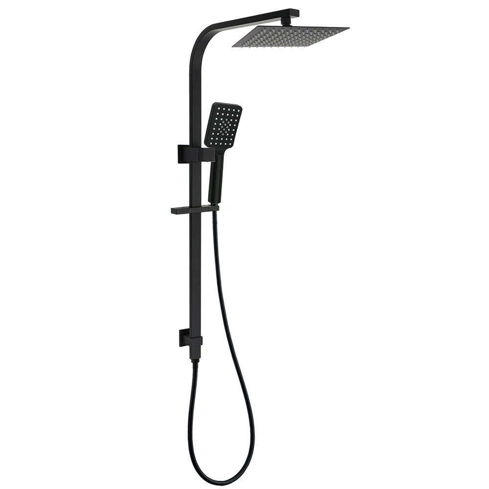 Matt Black Square 2in1 Shower Set 8" Rain Head 3 Modes Handheld Silde Rail Arm V1233-C7121SBHS002M4CBKSS108B